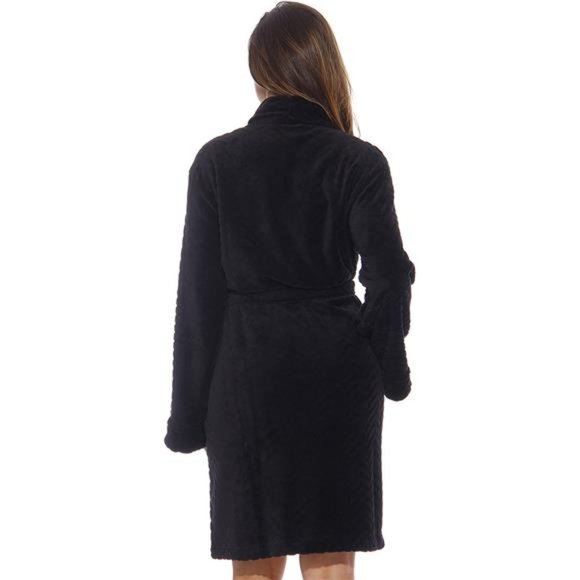 Velour Chevron Texture Bath Robes for Women - Picture 2 of 3